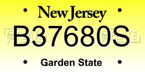 B37680S New Jersey License Plate