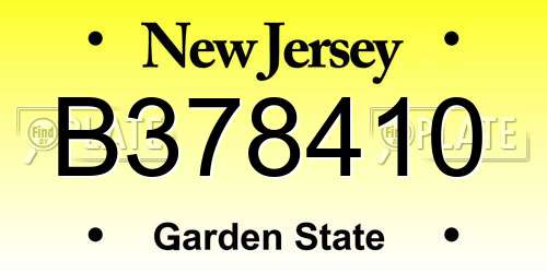 B378410 New Jersey License Plate
