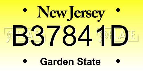B37841D New Jersey License Plate