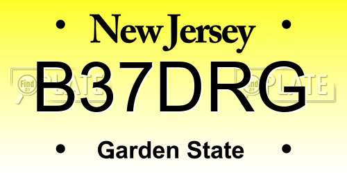 B37DRG New Jersey License Plate