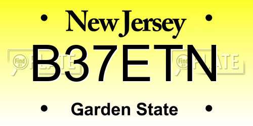 B37ETN New Jersey License Plate