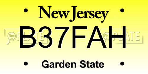 B37FAH New Jersey License Plate