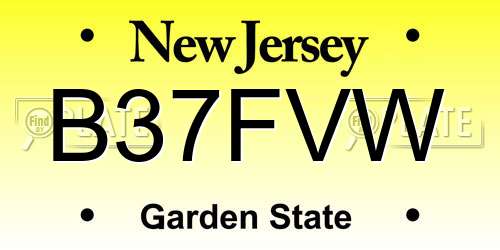 B37FVW New Jersey License Plate