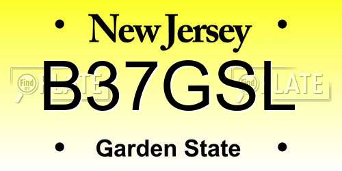 B37GSL New Jersey License Plate