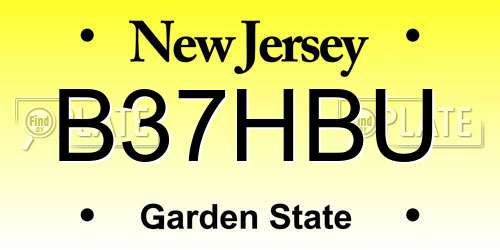 B37HBU New Jersey License Plate