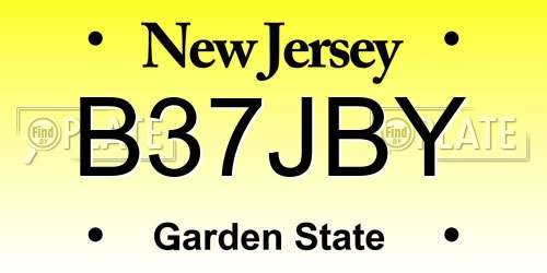 B37JBY New Jersey License Plate