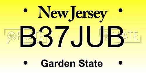 B37JUB New Jersey License Plate