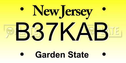 B37KAB New Jersey License Plate