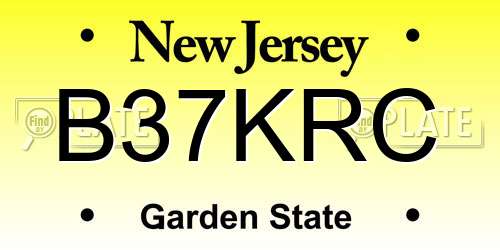 B37KRC New Jersey License Plate