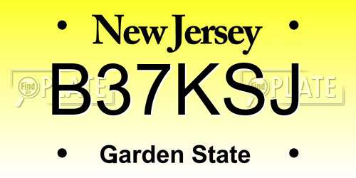 B37KSJ New Jersey License Plate