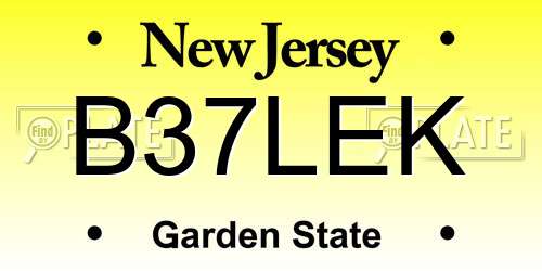 B37LEK New Jersey License Plate
