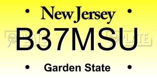 B37MSU New Jersey License Plate