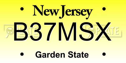 B37MSX New Jersey License Plate