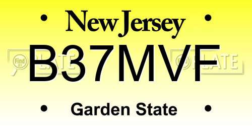 B37MVF New Jersey License Plate