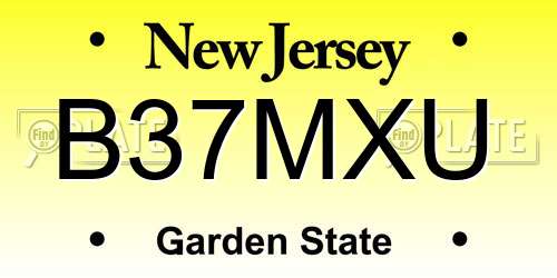 B37MXU New Jersey License Plate
