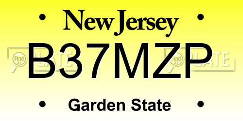 B37MZP New Jersey License Plate