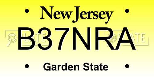 B37NRA New Jersey License Plate