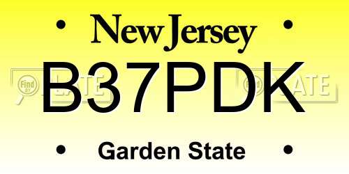 B37PDK New Jersey License Plate