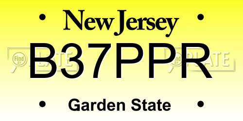 B37PPR New Jersey License Plate