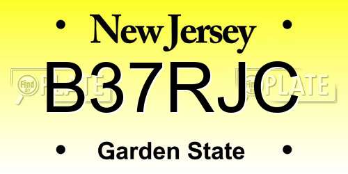 B37RJC New Jersey License Plate