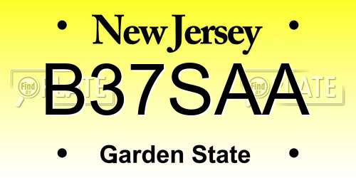 B37SAA New Jersey License Plate