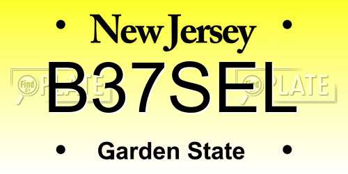 B37SEL New Jersey License Plate