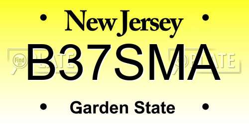 B37SMA New Jersey License Plate