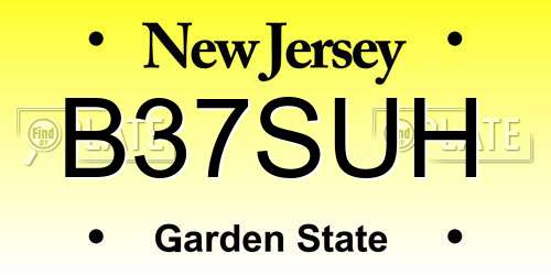 B37SUH New Jersey License Plate