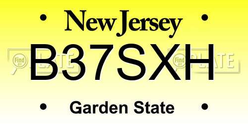 B37SXH New Jersey License Plate