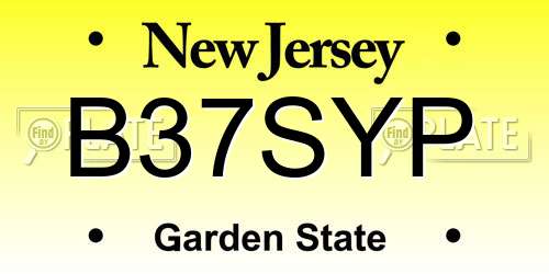 B37SYP New Jersey License Plate