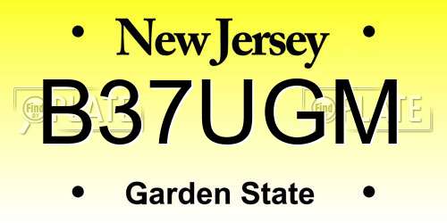 B37UGM New Jersey License Plate