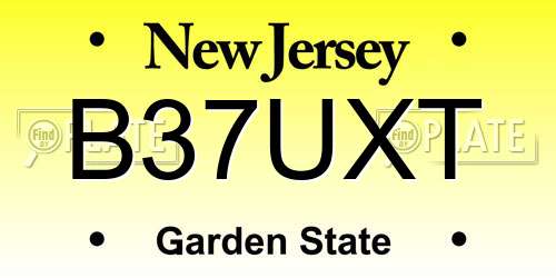 B37UXT New Jersey License Plate