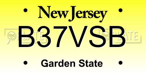 B37VSB New Jersey License Plate