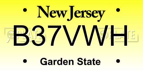B37VWH New Jersey License Plate