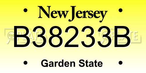 B38233B New Jersey License Plate