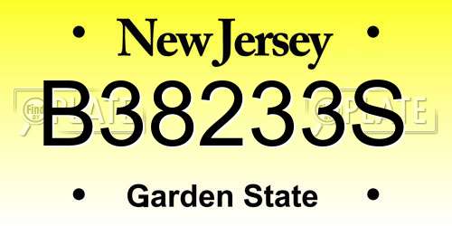 B38233S New Jersey License Plate