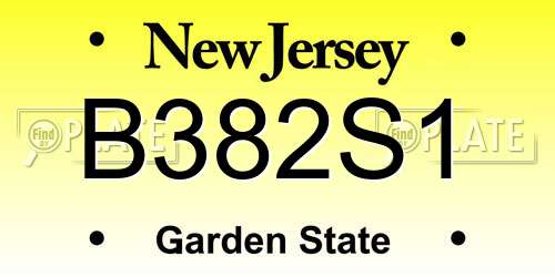 B382S1 New Jersey License Plate