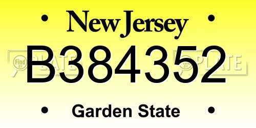 B384352 New Jersey License Plate