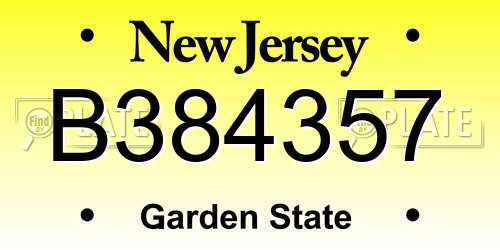 B384357 New Jersey License Plate
