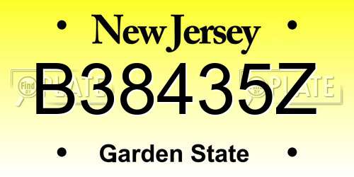 B38435Z New Jersey License Plate