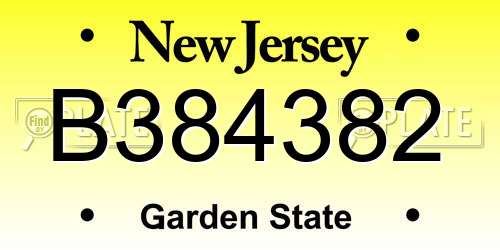 B384382 New Jersey License Plate
