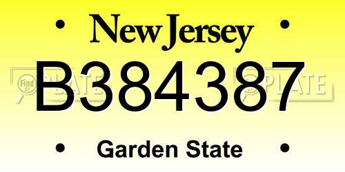 B384387 New Jersey License Plate