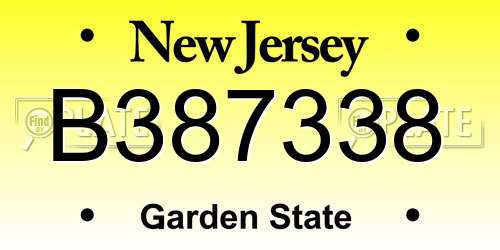 B387338 New Jersey License Plate
