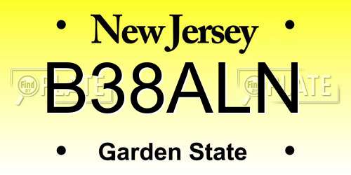 B38ALN New Jersey License Plate