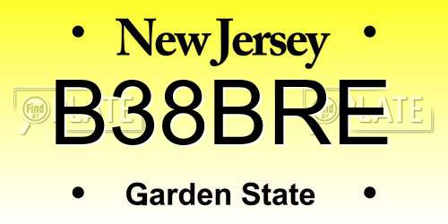 B38BRE New Jersey License Plate