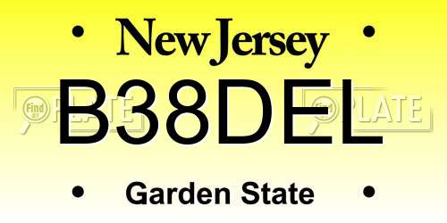 B38DEL New Jersey License Plate