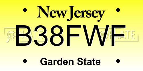 B38FWF New Jersey License Plate