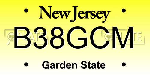 B38GCM New Jersey License Plate