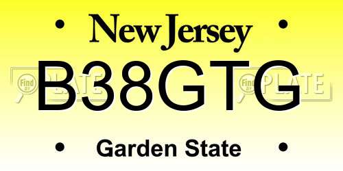 B38GTG New Jersey License Plate