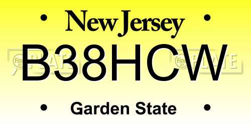 B38HCW New Jersey License Plate